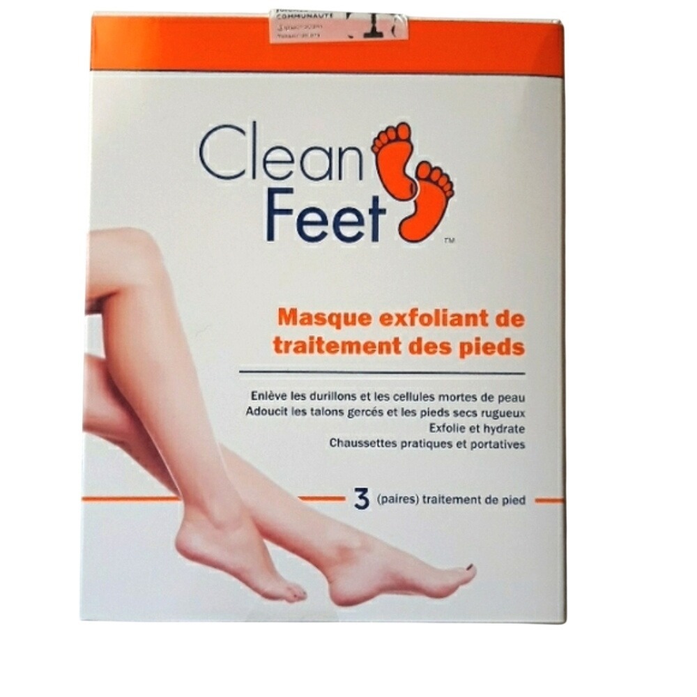 Clean‎ Feet Exfoliating Foot Treatment Mask 3 Pairs Glycolic Acid Callus Remover